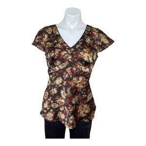 Ann Taylor LOFT Multicolor Brown Top Blouse Size 8